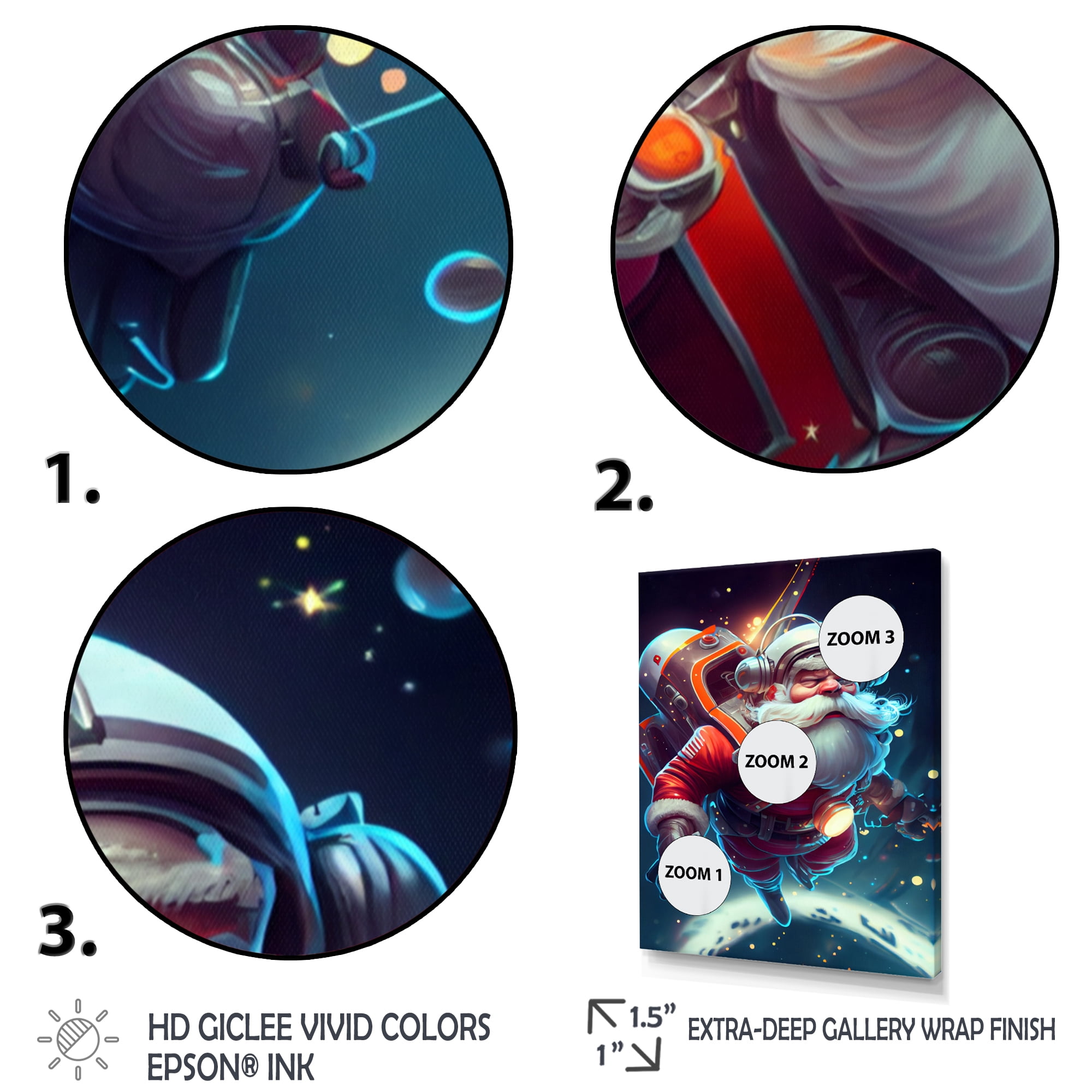 Designart Cool Santa In Space Canvas Wall Art