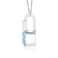 thumbnail image 2 of ANGARA Natural Round Aquamarine Solitaire Pendant with Diamond Bale in 925 Sterling Silver for Women (Size-5mm) | March Birthstone, Anniversary, Jewelry Gift for Women | Natural Aquamarine Necklace, 2 of 8