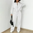 thumbnail image 5 of Womens 2 Piece Tracksuit Fall Fashion Long Sleeve Zip Up Crop Sweatshirt Long Pants Outfits Jogger Sweatsuit Sets White S, 5 of 5