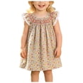 thumbnail image 5 of Mnyotv Flutter Sleeve Floral Dresses for Girls Casual Smocked Clothes Toddler Baby Girl Summer Outfits Size 3-4Y, 5 of 6