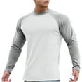 thumbnail image 2 of Dagegui Men's Crew Neck Baseball Shirts Patchwork Raglan Long Sleeve Tops Cotton Pullover Slim Fit Running Athletic Tee Gray XXXL, 2 of 5