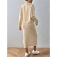 thumbnail image 4 of Women'S Two Piece Sweater Skirt Sets Knit Sweater Top Bodycon Skirt 2 Piece Outfits Apricot Color S, 4 of 9