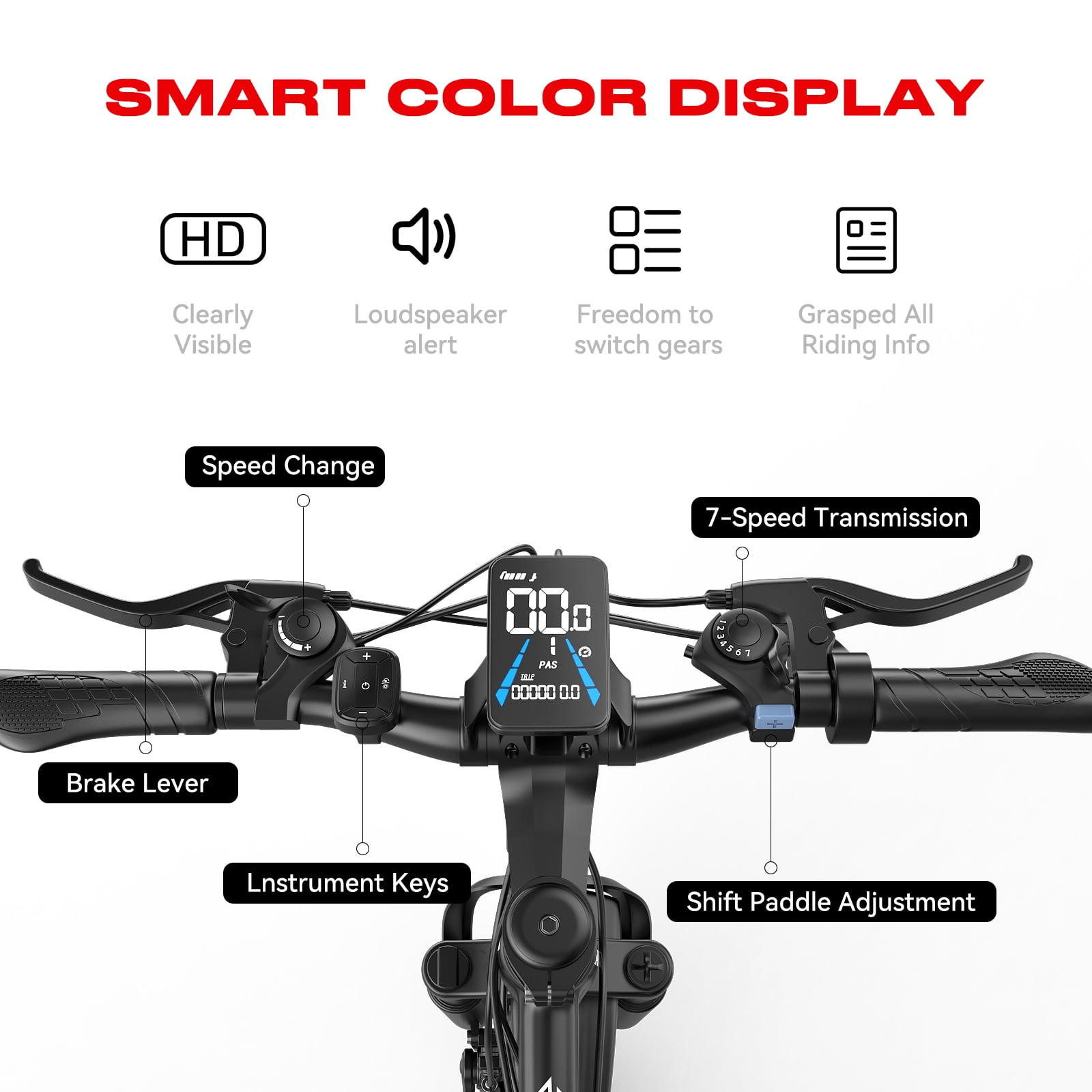AVBDJOY 26" Electric Mountain Bike for Adults, 7-Speed eBike with 1500W Peak Motor, Up to 28 MPH, 60 Miles Max Range, Electric Bicycle with Removable Battery & 5-Working Modes