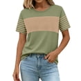 thumbnail image 2 of ClodeEU Women's Color Block Crew Neck Short Sleeve T-Shirt,Casual Loose Fit Tee Army Green,Women's Plus L, 2 of 5