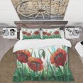 thumbnail image 3 of DESIGN ART Designart 'Red Bright Poppy Flowers On A Green Meadow' Traditional Duvet Cover Comforter Set Twin Cover + Comforter + 1 Sham 3 Piece, 3 of 5