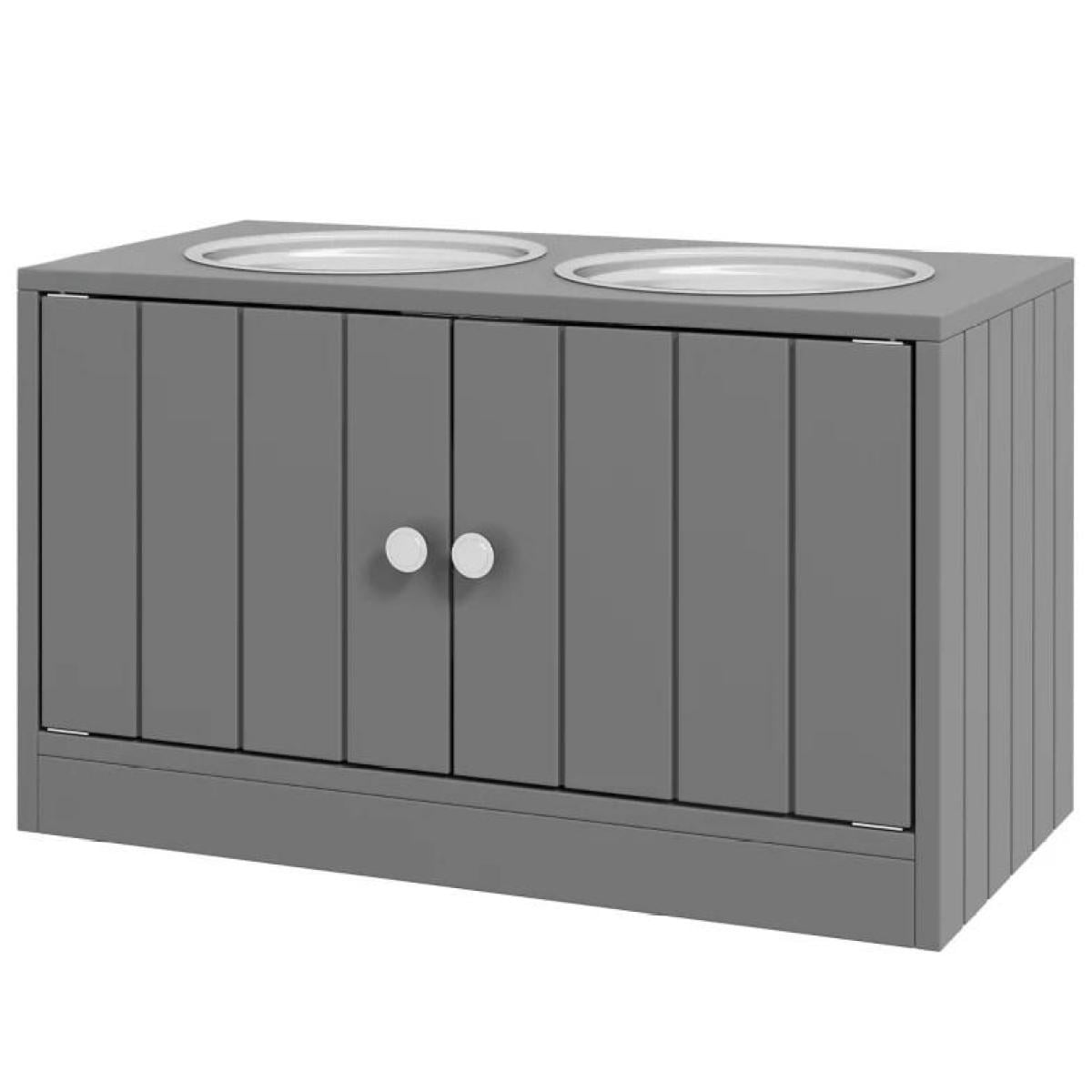 Elevated Dog Bowls with 44L Storage Cabinet Magnetic Closure & 67.6 oz Stainless Steel Bowls Raised Feeder for Large Dogs (21.75"-25.5" Shoulder Height) 23.5"L x 11.75"W x 14"H - Dishwasher Safe