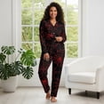 thumbnail image 3 of Yuyamidu Red Cobweb Women's Long Sleeve Sleepwear Button Down 2 Piece Pajama Set Halloween Athletic Clothing Casual Wear Jogger Vacation Tracksuit Size XS, 3 of 9