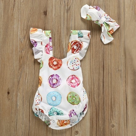 

WERYOUNG Boys Girls Fly Sleeve Ruffles Cartoon Prints Romper Jumpsuit Bodysuits Clothes Toddler Onesie Child Cute Streetwear