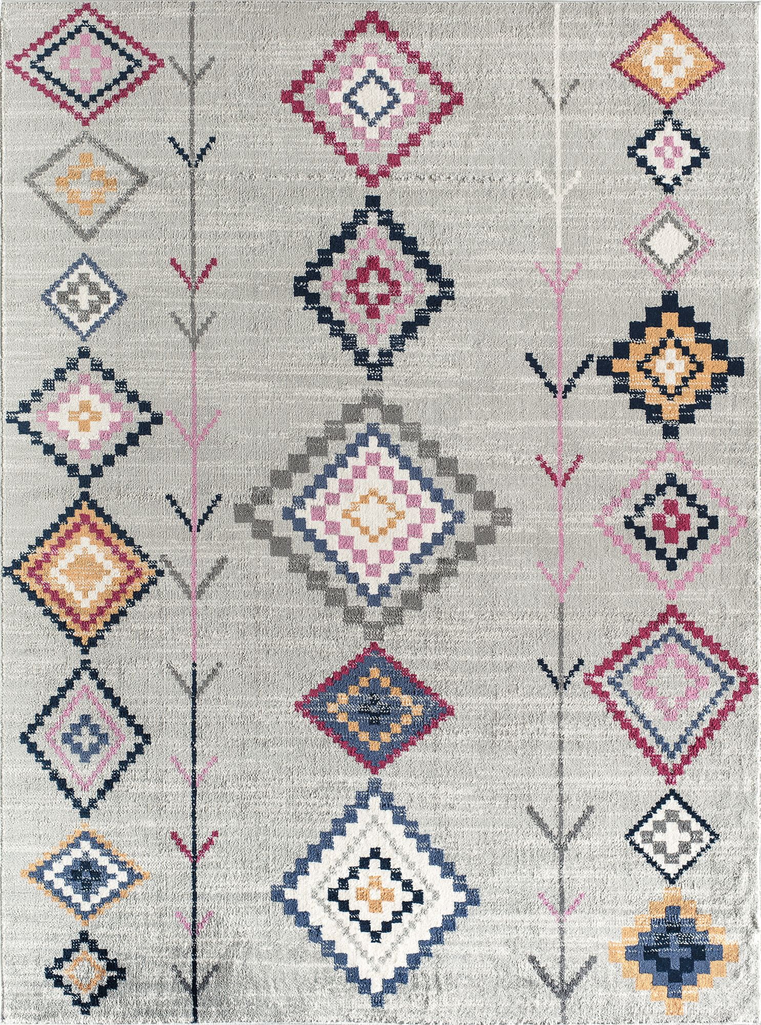 Soleil BR15B Native Grey Tribal Moroccan Light Gray Area Rug, 8'9"x12'