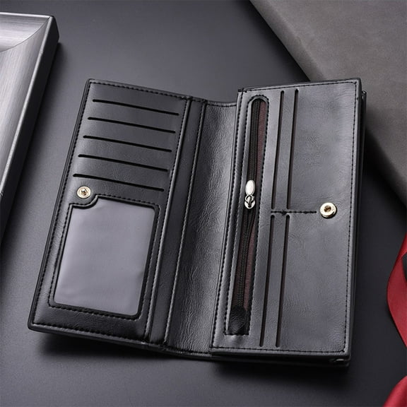 Milisten Mens Long Wallet Black for Storage Use Simple Design