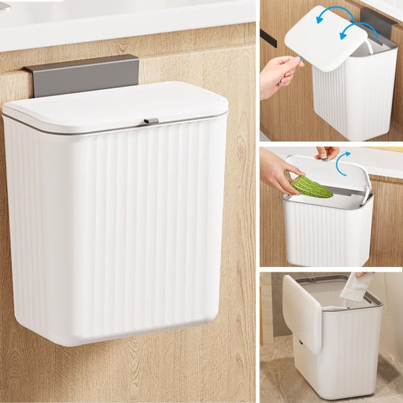 Cubo de compostaje de cocina Ryhiac de 9 l/2.4 galones con tapa montado en la pared