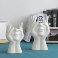 thumbnail image 3 of Jarrón de Cerámica para decora del Hogar, Estilo Elegante, Moderno y Prácico, Pequeña Maceta Blanca para Espigas de Trigo, Con Dientes de León, Algodón, 3 of 8
