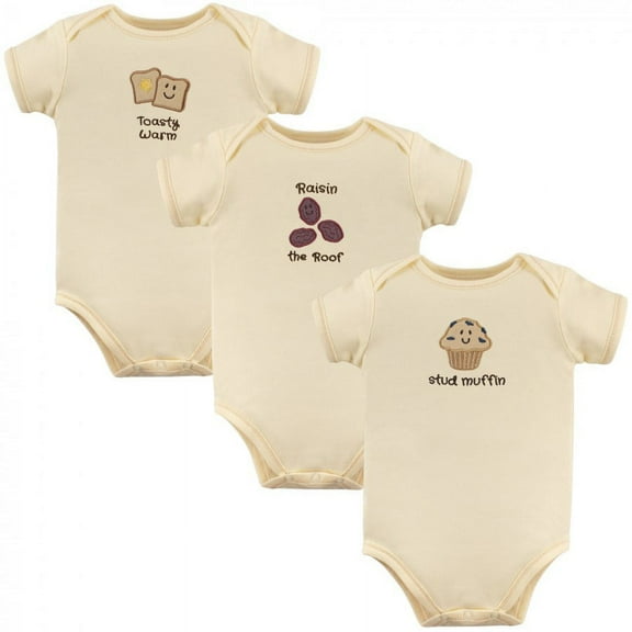 Touched by Nature Organic Cotton Bodysuits 3pk, Muffin, 0-3 Months