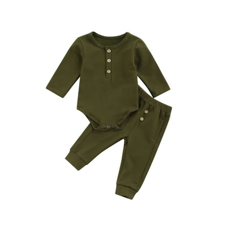 

Mialoley Baby Girls Set Long Sleeve Romper with Elastic Waist Pants
