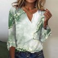 thumbnail image 2 of Dyegold 3/4 Sleeve Shirts For Women Floral Print V Neck Dressy Casual Tunic Tops Vintage Casual Loose Half Sleeve Blouses, 2 of 5