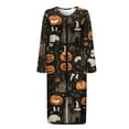 thumbnail image 4 of Xoenoiee Pumpkin Castle Moon Star Print Zipper Robes for Women Halloween Long Sleeve Housecoat Soft Nightgowns Sleepwear Crew Neck House Dresses with Pockets, Size XL, 4 of 7