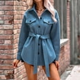 thumbnail image 2 of IROINID Veste de Tranchée pour Femmes à Manches Longues Col Rond Uni Revers, Veste de Cardigan Confortable avec Ceinture, 2 of 9