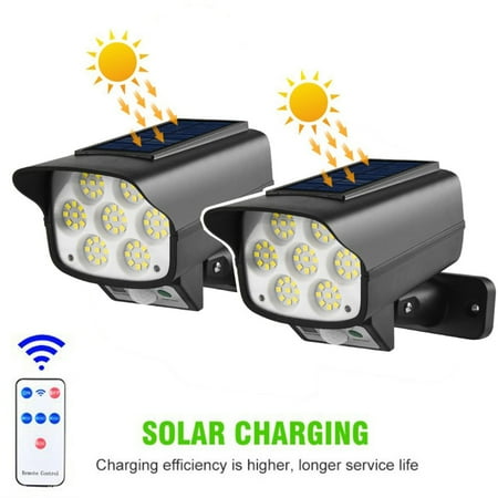 

Ingzy Solar Powered Fake Dummy Security Camera Bullet Realistic CCTV Surveillance System Indoor/outdoor Light for Home (63LED) - 2 Packs
