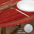 thumbnail image 3 of Red Wood Grain Round Tablecloth, Fitted Table Cover with Elastic for 55"-60" Round Tables, Farmhouse Vintage Wooden Rustic Planks Table Cloth Outdoor Indoor Dinning Party Waterproof Tablecloths, 3 of 7