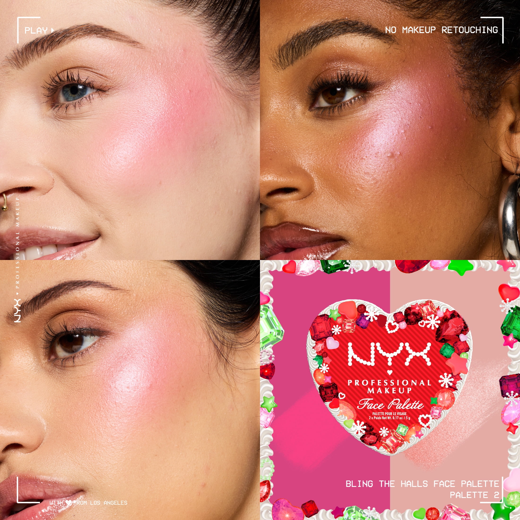 NYX Professional Makeup Holiday 2026 - Cheek Makeup Blush and Highlighter Face Palette, Pink Gem & Quartz, 1 kit
