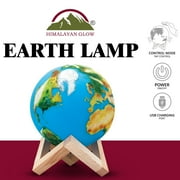 Himalayan Glow 3D Printed Earth Lamp with Wooden Stand, Compatible with Galaxy & Moon Lamp
