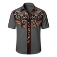 thumbnail image 5 of LIIPEE Western Cowboy Floral Graphic Shirt For Men Short Sleeve Turn Down Collar Button Up Shirts Male Comfortable Breathable Tops,M, 5 of 5