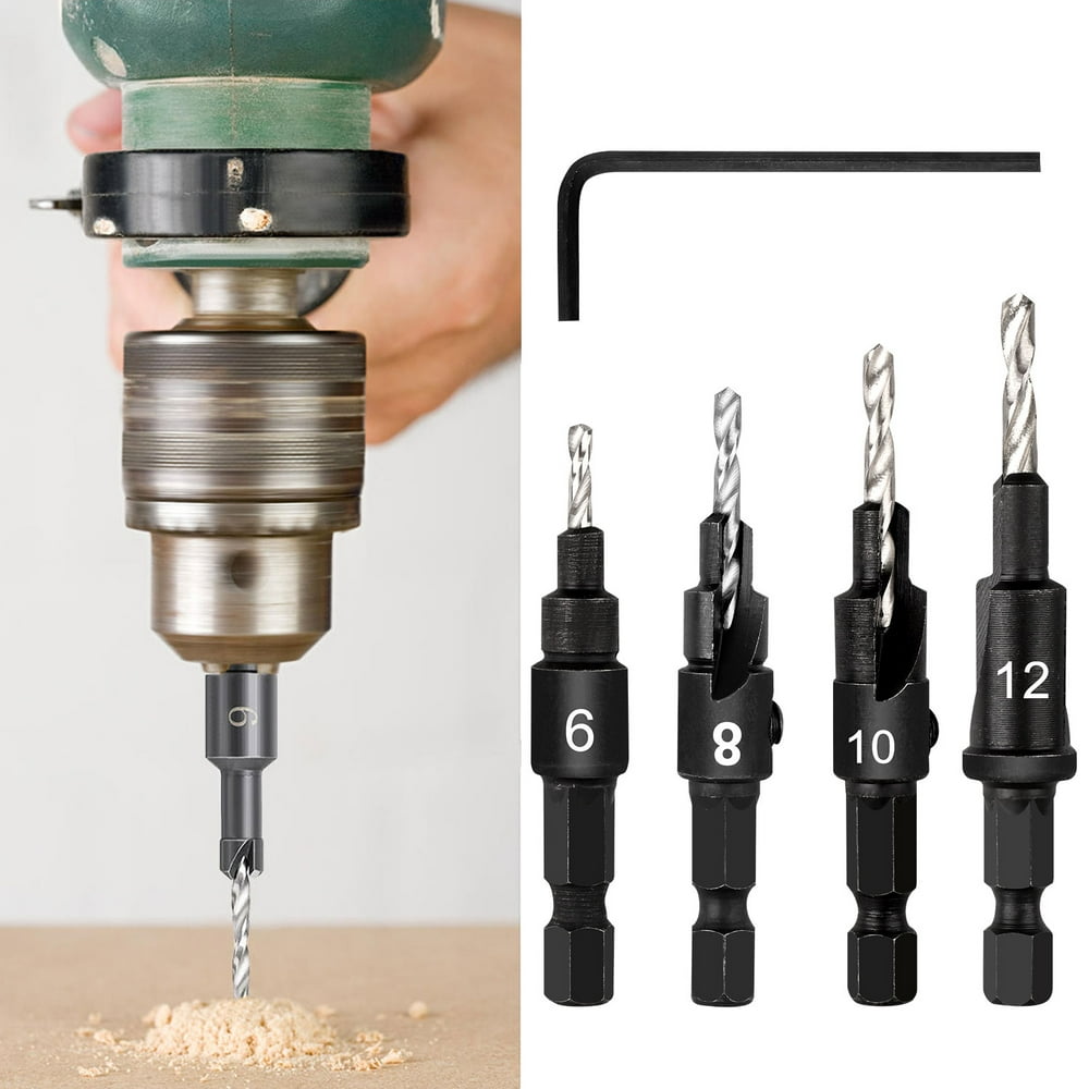 4pcs HSS Countersink Drill Bits Set Woodworking Reamer Chamfer Tool 6 4pcs-hss-countersink-drill-bits-set-woodworking-reamer-chamfer-tool-6