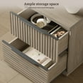 thumbnail image 2 of SICOTAS Fluted 2 Drawer Nightstands for Bedroom, Modern Wooden Bedside Tables with Drawers & Black Handles, Grey, 2 of 7