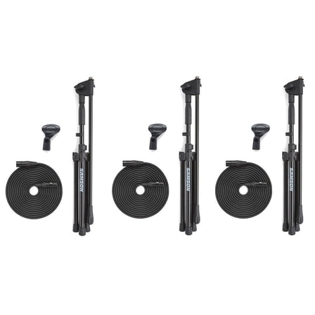 MK10 Plus - Lightweight Microphone Boom Stands with Mic Clips and Cables Set