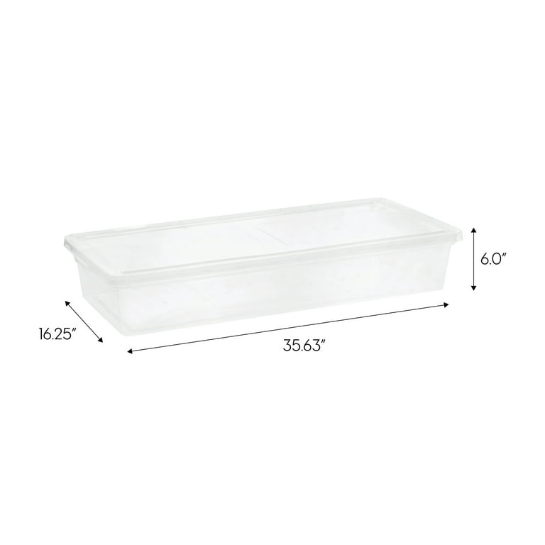 2 PACK Under Bed Storage Box 32 Qt Clear Latch Box Container