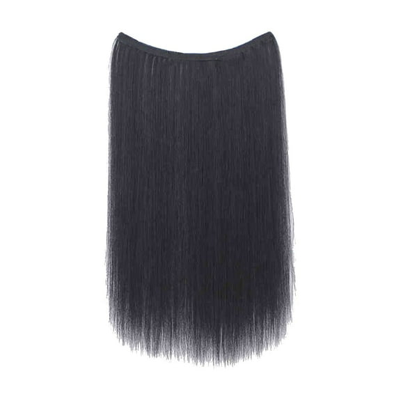 20" Invisible Wire Hair Extensions with Thinner Softer Lace Weft in Short Straight Secret Hairpiece for Women - Black