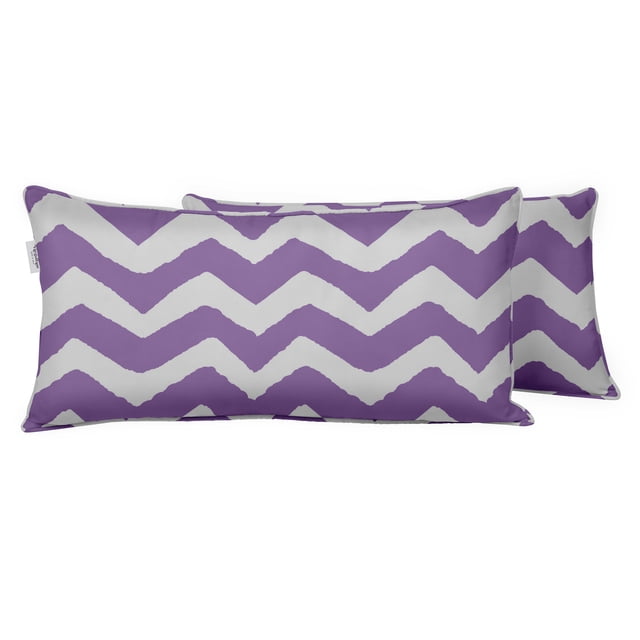 VargottamIndoor/OutdoorPolyester FabricLumbarPillowCover,All-Weather Waterproof Rectangular Cushion Case for Patio Furniture,12" x 18"Set of 2 -Chevron-37