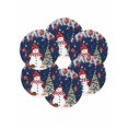 thumbnail image 7 of 13 Inch Round Placemats Set of 6, Navy Blue Christmas Non Slip Heat Insulation PP Table Mats, Snowman Xmas Balls Pine Needle Tree Washable Place Mats for Kitchen Dining Party Table Decor, 7 of 7