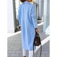 thumbnail image 5 of Women Long Wool Coats for Fall Winter Trench Coat Peacoat Double Breasted Blazer Jackets Overcoat Light Blue XXXL, 5 of 8