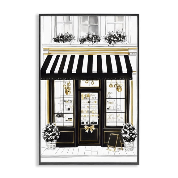 Stupell Industries Art Deco Paris Storefront Window Display Black Framed Giclee Art, 12 x 18, by Petals Prints Design