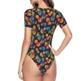 thumbnail image 4 of Easygdp Colorful Pineapples1 Women's One-Piece Swimsuit Slim Fit Crew Neck Bodysuit Athletic Swimwear with Concealed Buckle - X-Large, 4 of 9