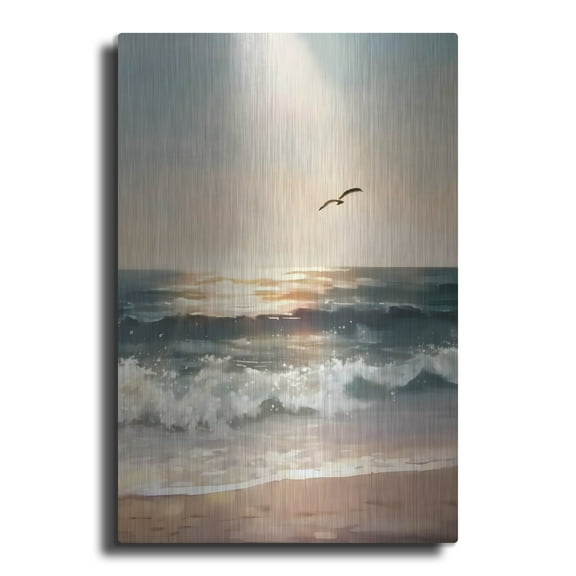 Luxe Metal Art 'Breaking Waves' by Petals Prints Design, Metal Wall Art, 12"x16"