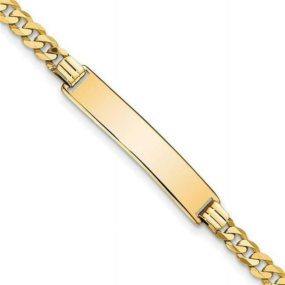 Primal Gold 10 Karat Yellow Gold Flat Curb Link ID Bracelet