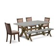 thumbnail image 2 of X797MZ748-6 6Pc Dining Set - Rectangular Table , 4 Parson Chairs and a Bench - Multi-Color Color, 2 of 7