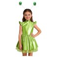 thumbnail image 1 of vastwit Robe 2 Pcs pour Filles Enfants, Robe Tutu à Volants à Manches Volantes Brillantes Iridescentes avec Serre-Tête, Vert, 6, 1 of 6