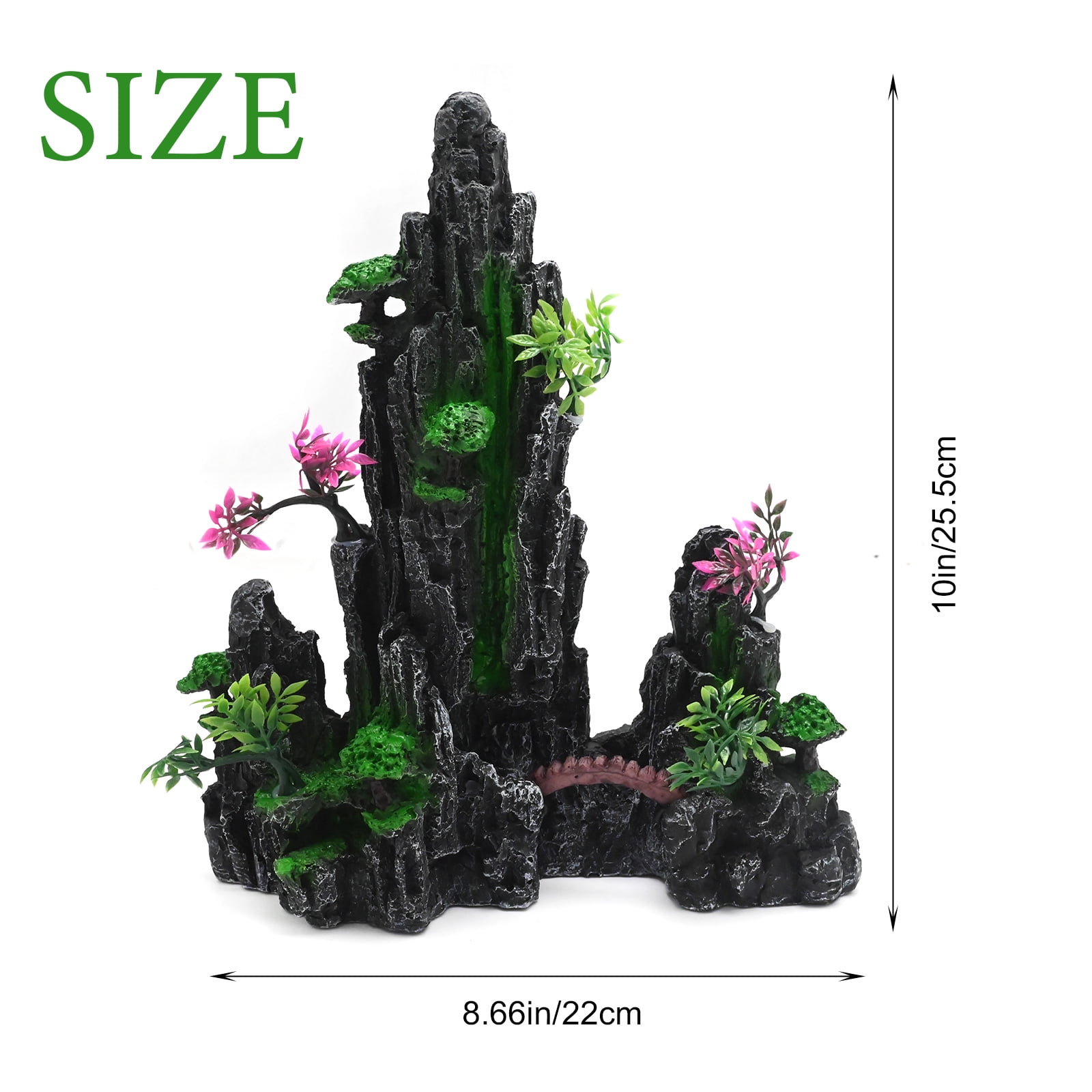 Artificial Mountain Stone Cave Aquarium Decor - Tree Design, 12.2×9.5×4.7in, Ideal Fish Hiding & Resting Spot