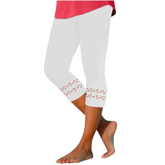Eryao Women Yoga Capri Leggings Knee Length High Waisted Capris Hallow Out Lightweight Stretchy Tight Pants,White L