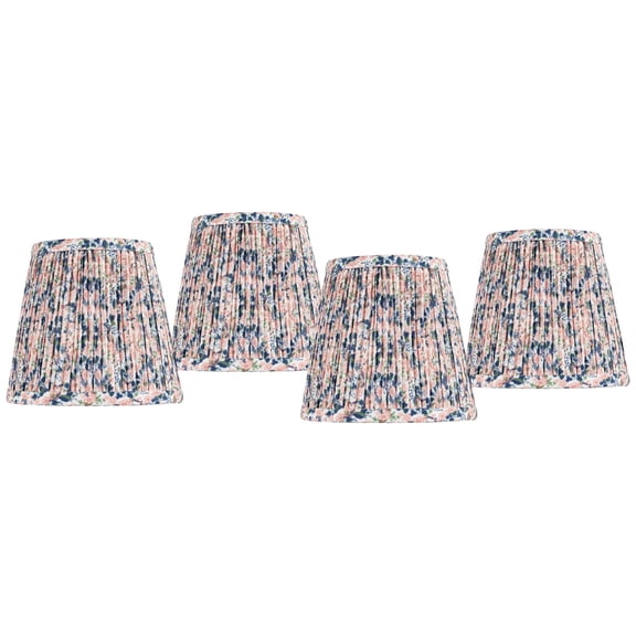 Springcrest 4" Top x 6" Bottom x 5 1/2" High x 5 1/2" Slant Print Lamp Shade Replacement Set of 4 Pink Blue Shirred Pleated Clip On