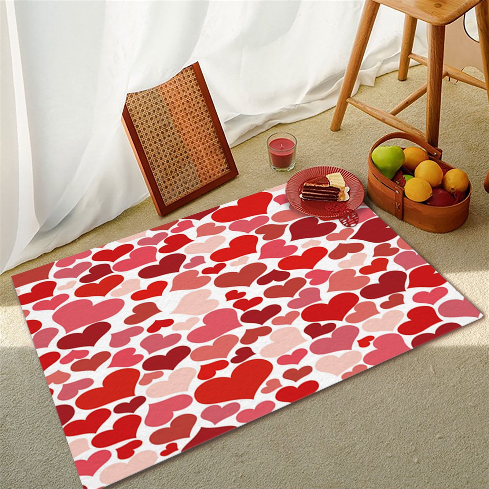 WUJDF Valentine's Day Welcome Door Mat Seasonal Holiday Anniversary Wedding Home Decorations Non Slip Rugs Washable Winter Holiday Doormat (1Pc/27.5"X15.7")