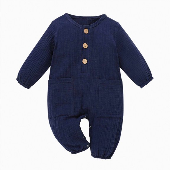 Gibobby Baby Onesies Comfortable Long Sleeved Crew Neck Bodysuit Color Ribbed 0 3 6 9 12 18 24Months Newborn Jumpsuit Soft Unisex Baby Clothes(3-6 Months,Navy)