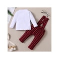 thumbnail image 5 of Qiylii Baby Clothes Set, Round Neck Long Sleeve Tops+Plaid Suspender Trousers, 5 of 8