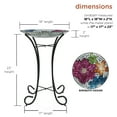 thumbnail image 3 of Alpine Corporation 18" x 24" Mosaic Glass Birdbath Bowl on Stand, Blue, 3 of 6