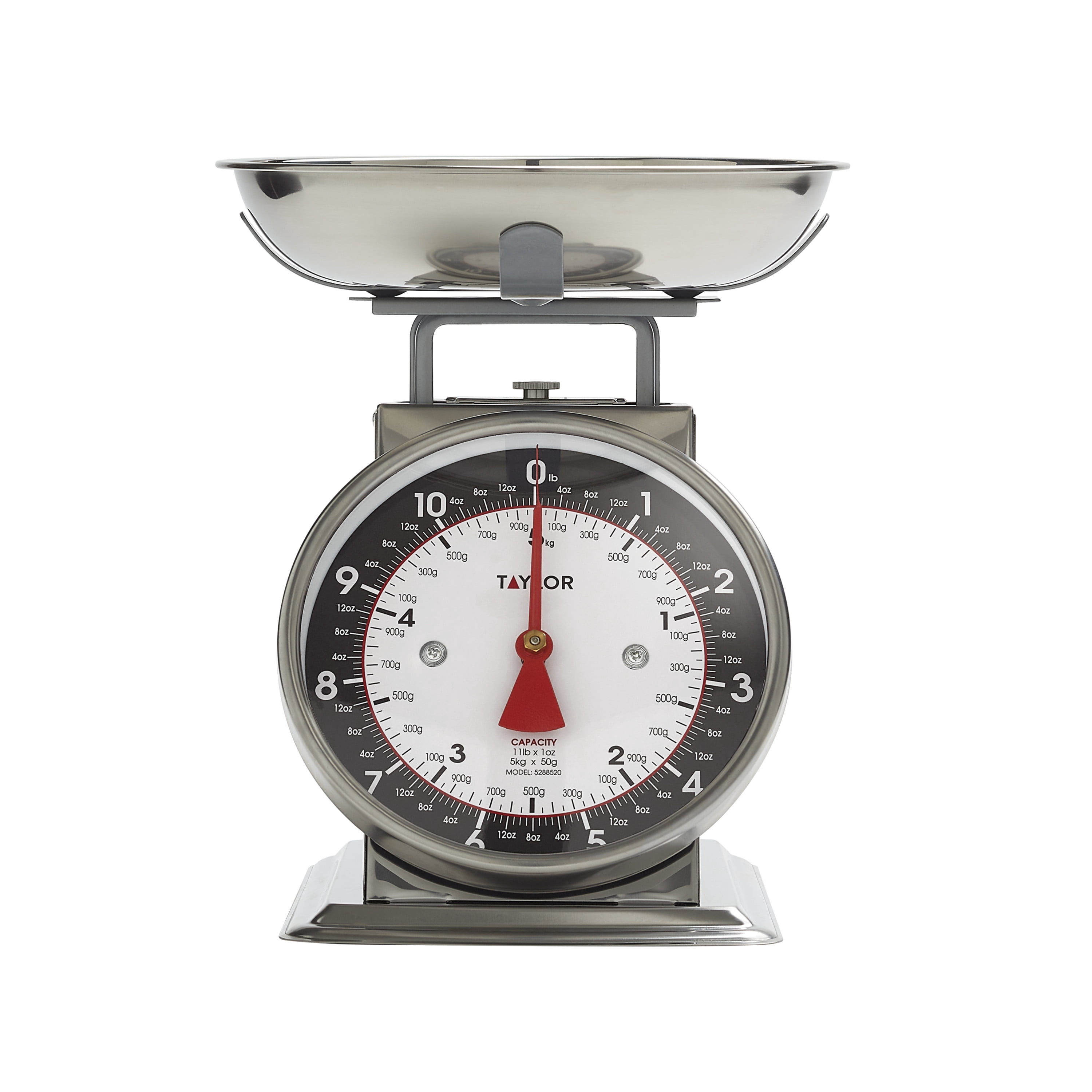 Taylor Modern Mechanical Kitchen Food Scale Weighs up to 11 lbs, Black and Silver