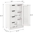 thumbnail image 2 of Bathroom Storage Cabinet Freestanding, Floor Cabinet with 4 Drawers & 1 Cupboard, 3-Level Adjustable Shelf & Anti-Toppling Device, Entryway Storage Unit Console Table, Storage Organizer, White, 2 of 7