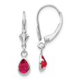thumbnail image 1 of 14k White Gold 6x4mm July/Ruby Earrings, 1 of 3